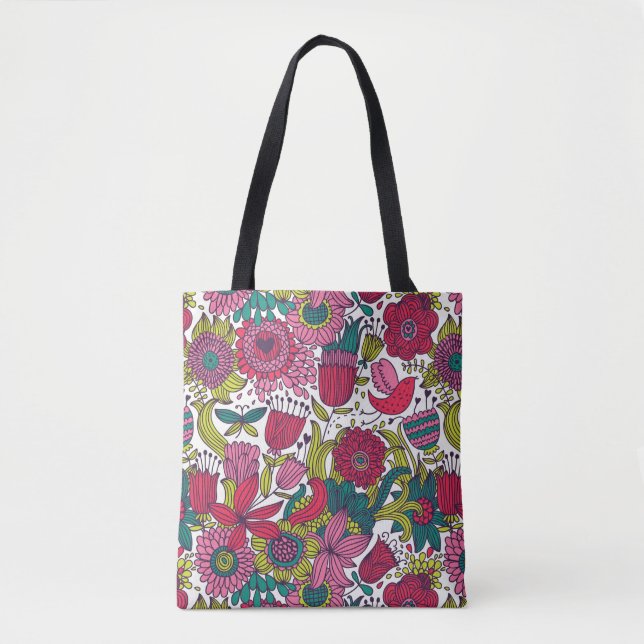 Bolso De Tela Estampado de flores brillante (Anverso)