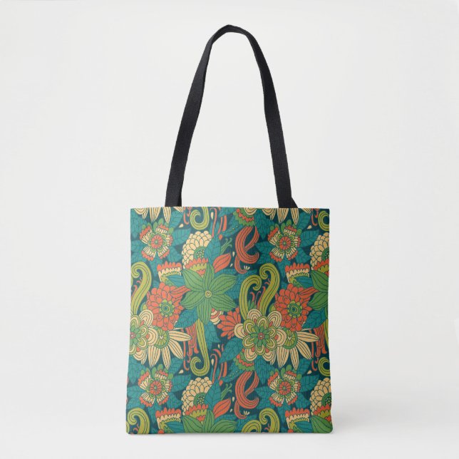 Bolso De Tela Estampado de flores del verano (Anverso)