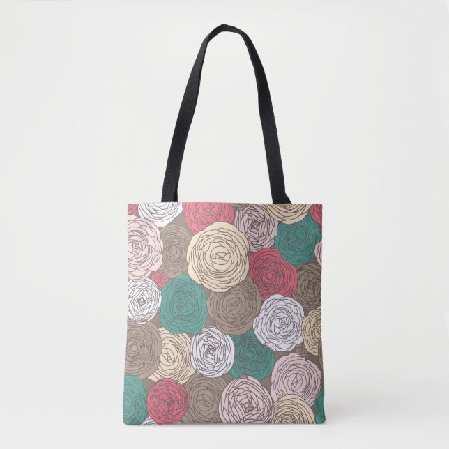 Bolso De Tela Estampado de flores elegante. Floral brillante (Anverso)