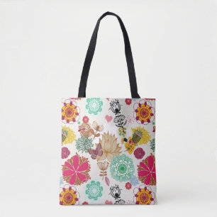 Bolso De Tela Estampado de flores en estilo retro