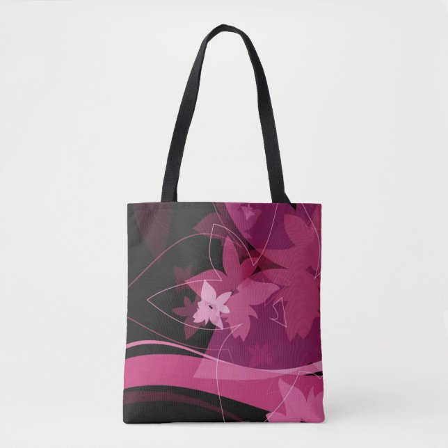 Bolso De Tela Estampado de flores magenta (Anverso)