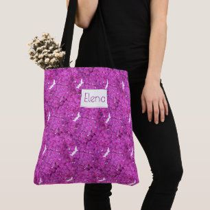 Bolso De Tela Estampado de flores púrpura. Nombre