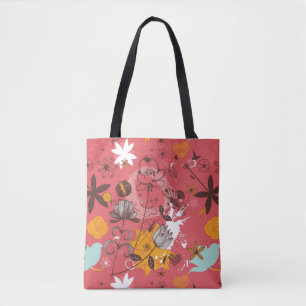 Bolso De Tela Estampado de flores retro 4