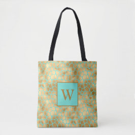 Bolso De Tela Estampado de jirafa menta y dorado