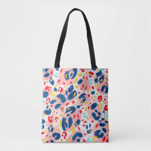 Bolso De Tela Estampado de leopardo: acuarela pintada a mano.