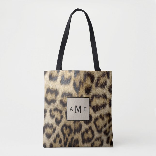 Bolso De Tela  Estampado de leopardo con monograma  (Anverso)