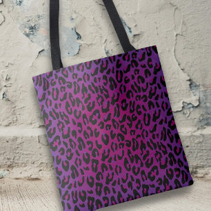 Bolso De Tela Estampado de leopardo elegante rosa púrpura ombre