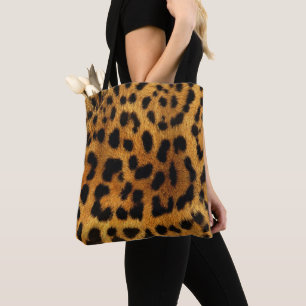 Bolso De Tela estampado de leopardo marrón con motivos de anima