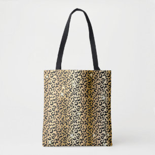Bolso De Tela Estampado de manchas de leopardo con brillo dorado