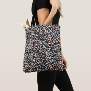 Bolso De Tela Estampado de piel de leopardo blanco