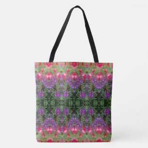 Bolso De Tela Estampado de plores 19 del caleidoscopio GRANDE
