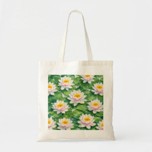 Bolso De Tela Estanque de Nenúfares Rosados Patrón Botánico Acua