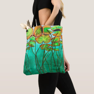 Bolso De Tela estanque verde sereno con nenúfares