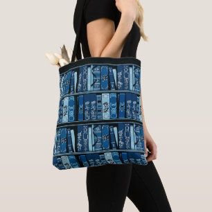 Bolso De Tela Estantes de libros azules libros antiguos