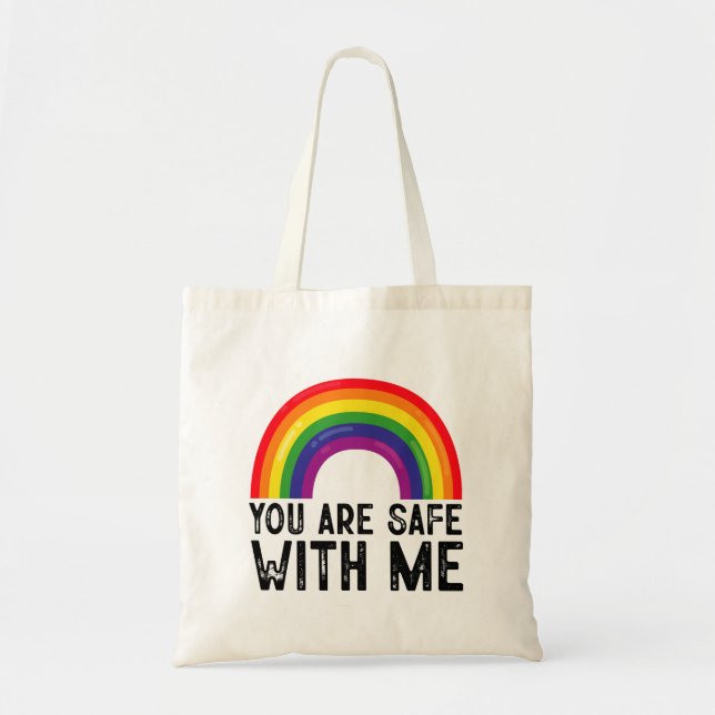 Bolso De Tela Estás A Salvo Conmigo, Día Del Orgullo LGBTQ (Frente)