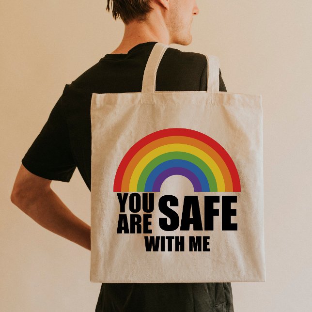 Bolso De Tela Estás A Salvo Conmigo El Orgullo Arcoiris LGBTQ (Subido por el creador)