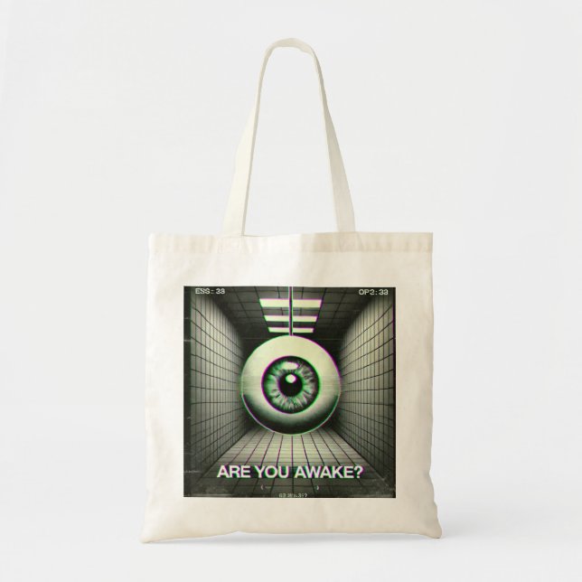 Bolso De Tela 👁️ "¿Estás despierto?" Weirdcore Tote Bag 👁️ (Frente)