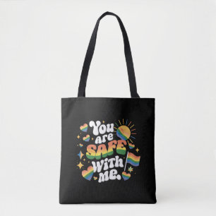 Bolso De Tela Estás Seguro conmigo LGBT Arcoíris Gay