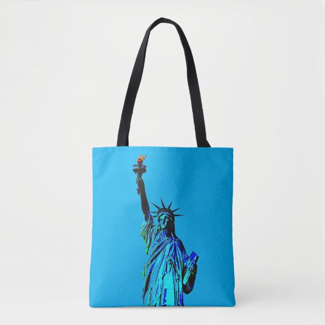 Bolso De Tela Estatua azul de la Dama de la Libertad (Anverso)