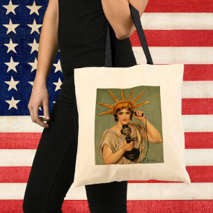 Bolso De Tela Estatua de la Libertad antigua, anuncio patriótico