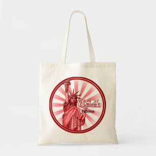 Bolso De Tela Estatua de la Libertad, Red USA Tote Bag