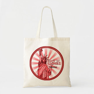 Bolso De Tela Estatua de la Libertad, Red USA Tote Bag