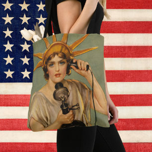 Bolso De Tela Estatua de la Libertad vintage, anuncio patriótico