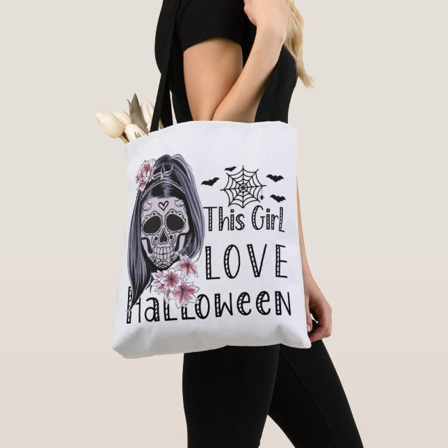Bolso De Tela Este Chica ama Halloween (Detalle)