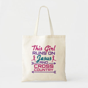 Bolso De Tela Este Chica corre sobre Jesús y el País Cruzado