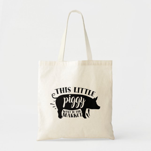 Bolso De Tela Este pequeño cerdito se fue al mercado (Frente)