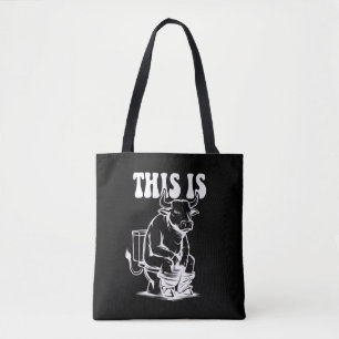 Bolso De Tela Este Toro Está Sentado En Un Inodoro Divertido Wes