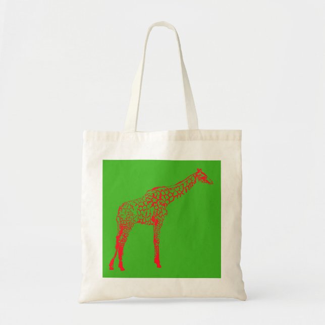 Bolso De Tela Esténcil de Giraffe Rojo (Frente)