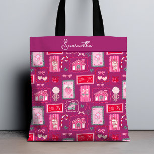 Bolso De Tela Estética coqueta púrpura patrón femenino caprichos