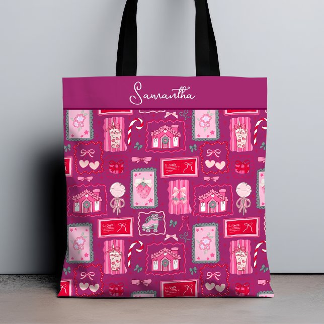 Bolso De Tela Estética coqueta púrpura patrón femenino caprichos (Subido por el creador)