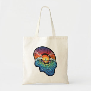 Bolso De Tela Estética de vinilo de onda de puesta de sol retro