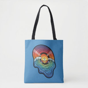 Bolso De Tela Estética de vinilo de onda de puesta de sol retro