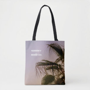 Bolso De Tela Estética del atardecer pastel con palmera soñadora