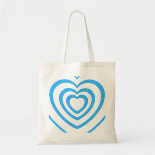Bolso De Tela Estética del corazón azul y blanco estratificado