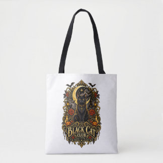 Bolso De Tela Estética gótica de club de gato negro vintage y br