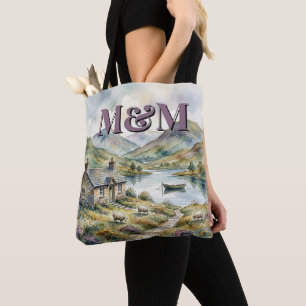 Bolso De Tela Estética Highlands de Escocia, Monograma Moderno