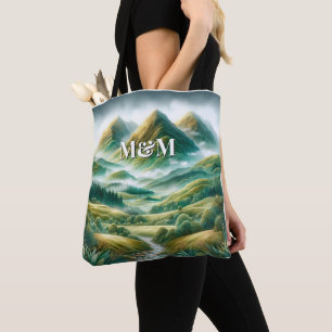 Bolso De Tela Estética Highlands de Escocia, Monograma Moderno