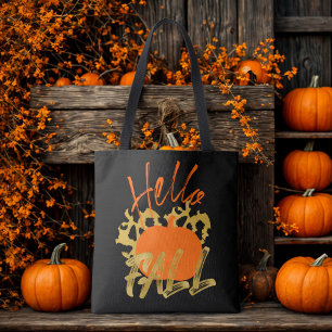 Bolso De Tela Estética Hola otoño Typografía estilosa negro