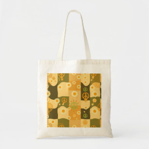 Bolso De Tela Estética Retro Groovy Ondulada Cuadro de Ajedrez