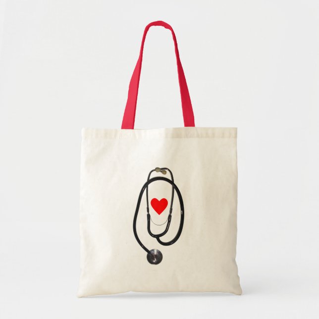 Bolso De Tela Estetioscopio y corazón (Frente)
