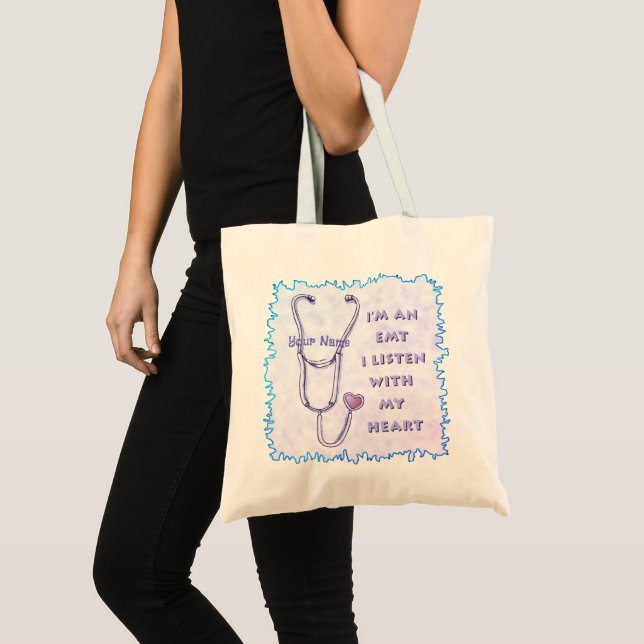 Bolso De Tela Estetoscopio Corazón EMT (Anverso (producto))