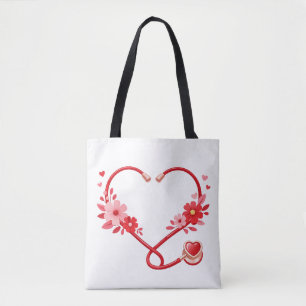Bolso De Tela Estetoscopio de enfermera floral