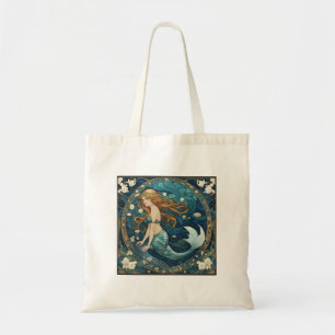 Bolso De Tela Estilo Art Nouveau Art Decó de Sirena Azul