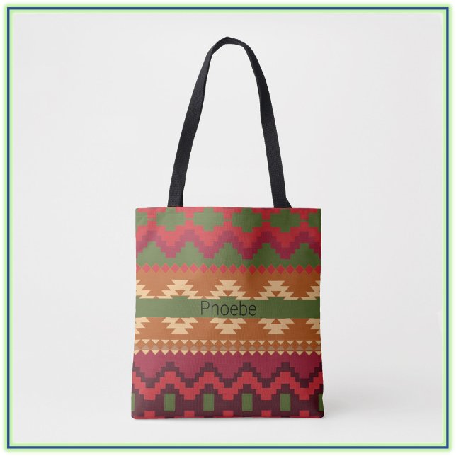 Bolso De Tela Estilo azteca suroeste verde rosa y marrón (Subido por el creador)
