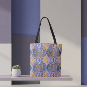 Bolso De Tela Estilo Batik Azul, Amarillo y Púrpura