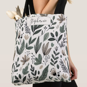 Bolso De Tela Estilo Botánico Moderno Personalizado Diario